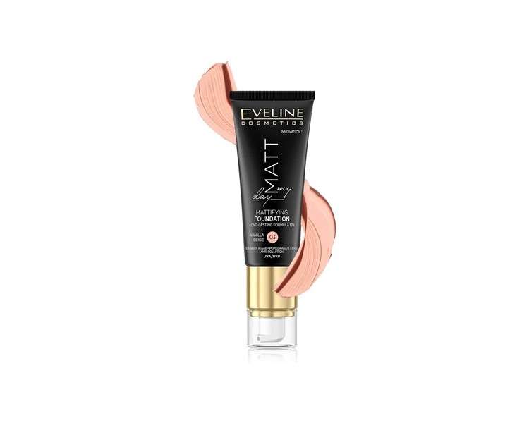 Eveline Matt My Day Mattifying Foundation 12h Long Lasting Formula 40ml 03 Vanilla Beige