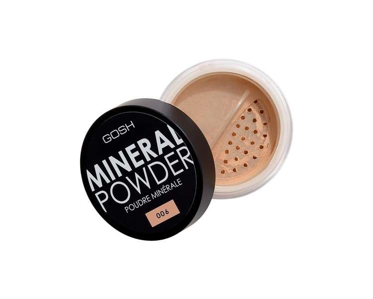 GOSH Mineral Powder Vegan Loose Fixing Powder with Minerals for All Skin Types Matte and Long-Lasting 006 Honey