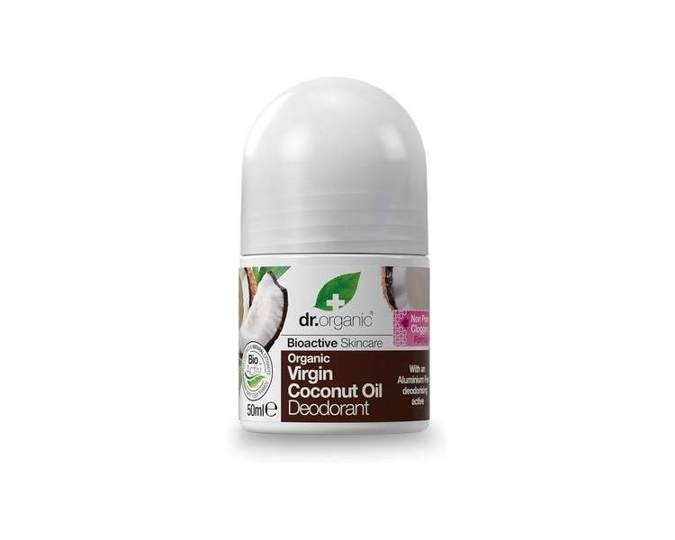 Dr Organic Organic Virgin Coconut Oil Deodorant Natural Vegan Cruelty Free Paraben & SLS Free Aluminium Free 50ml Coconut