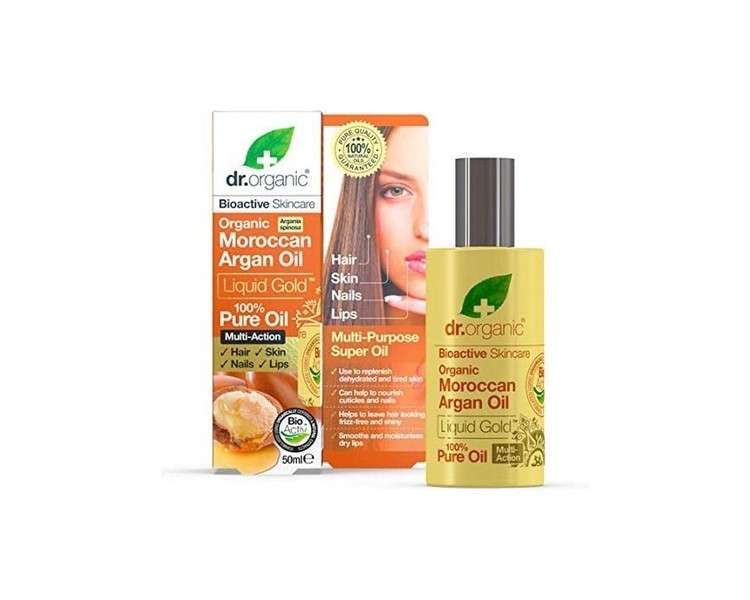 Dr Organic Moroccan Argan Oil 100% Pure Oil for Hair Skin & Nails 50ml