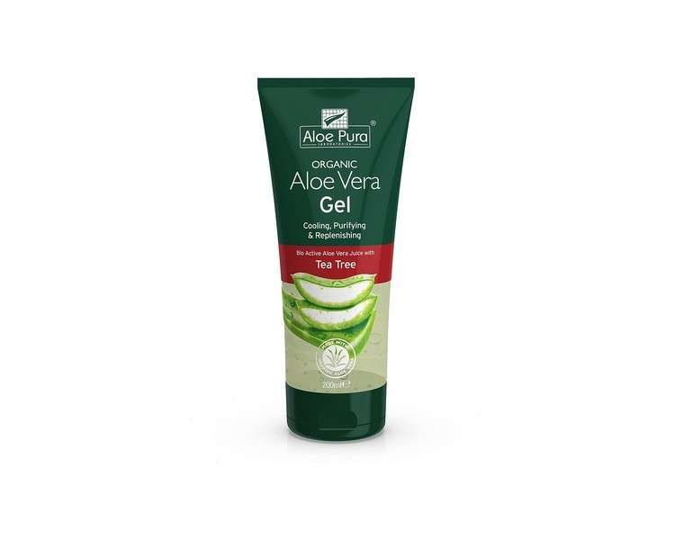 Aloe Pura Organic Aloe Vera Gel with Tea Tree Cooling and Purifying 200ml