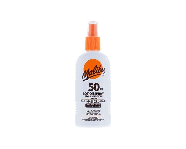 Malibu Sun SPF 50 Lotion Spray High Protection Sun Cream Vitamin Enriched 200ml