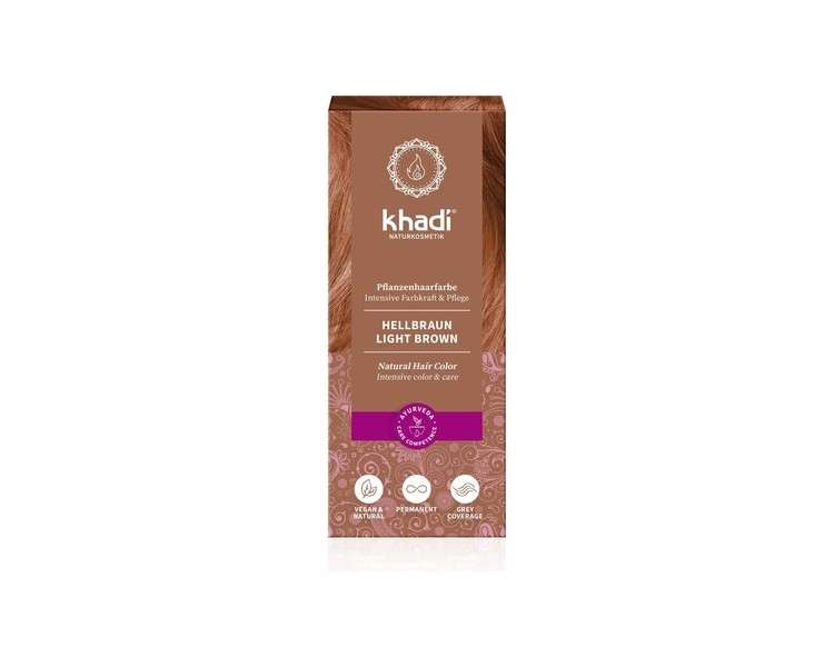 Khadi Light Brown Plant Hair Color 100g - Certified Natural Cosmetics, 100% Plant-Based, Natural & Vegan