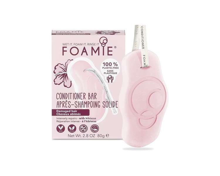 Foamie Hibiscus Conditioner Bar with Cocoa Butter for Damaged Hair - Plastic-Free, Soap-Free, Vegan - Perfect for Travel