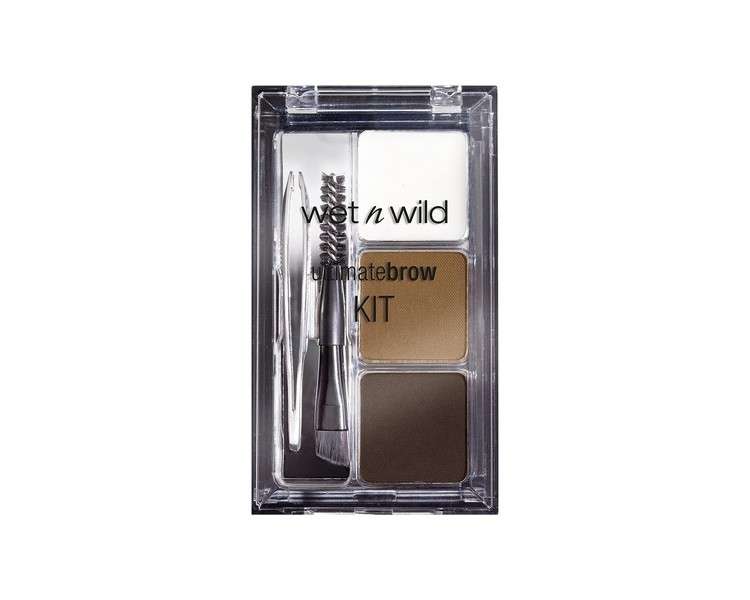 Wet 'n' Wild Ultimate Brow Kit Eyebrow Kit to Shape Define and Fill the Eyebrows 1 Brow Wax 2 Fixing Powders 1 Brush and 1 Tweezers Vegan Product Ash Brown