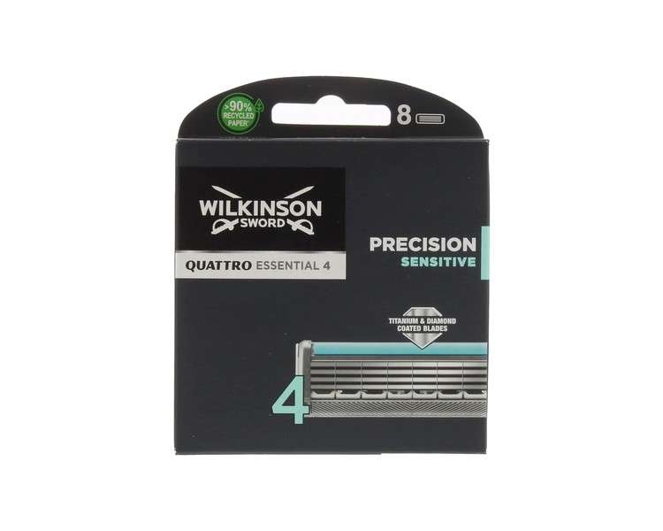 Wilkinson Sword Quattro Titanium Sensitive Refill Razor Blade Cartridges - Pack of 8