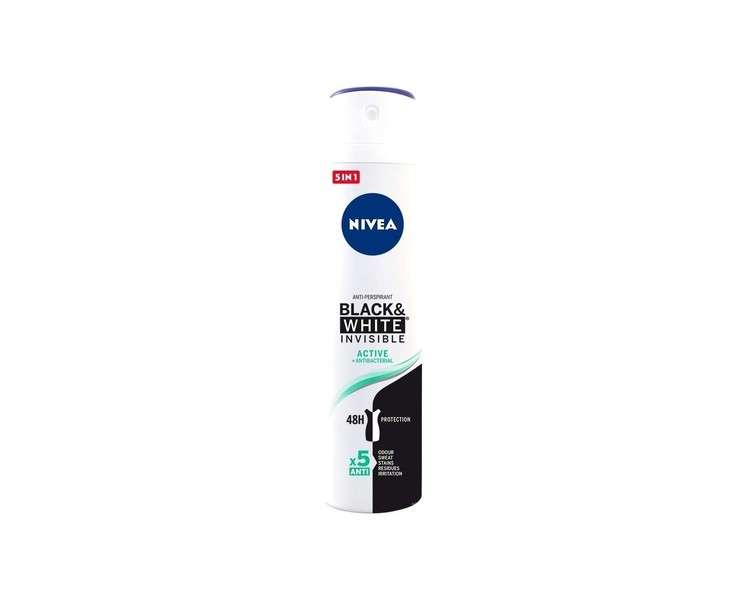 Nivea Invisible Black and White 48hr Active Antiperspirant Spray Deodorant for Women 200ml