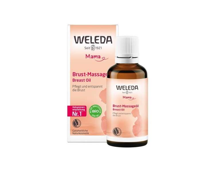 WELEDA Bio Breast Massage Oil Nourishing Natural Breast Oil for Tension Relief During Pregnancy and Breastfeeding 50ml