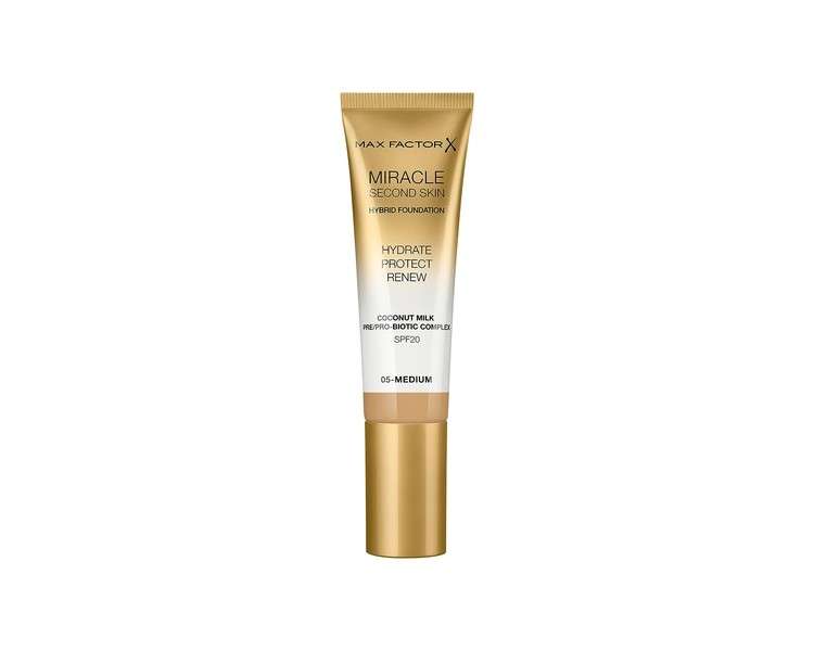 Max Factor Miracle Second Skin Hydrating Foundation 05 Medium 30ml