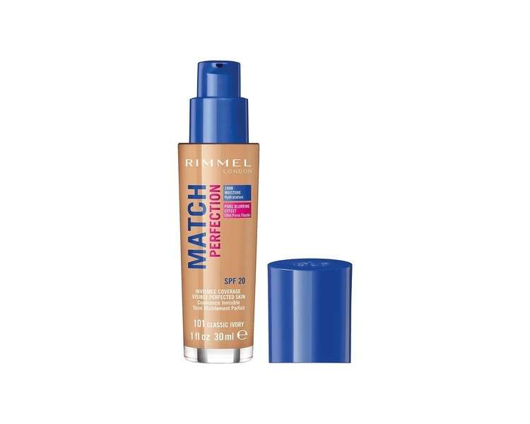 Rimmel London Match Perfection Liquid Foundation 101 Classic Ivory 30ml