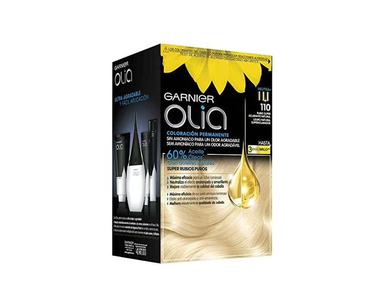 Garnier Olia Permanent Hair Color Without Ammonia with Natural Floral Oils - Super Lightening Natural Blonde Olia 110 (Super Lightening Blonde)