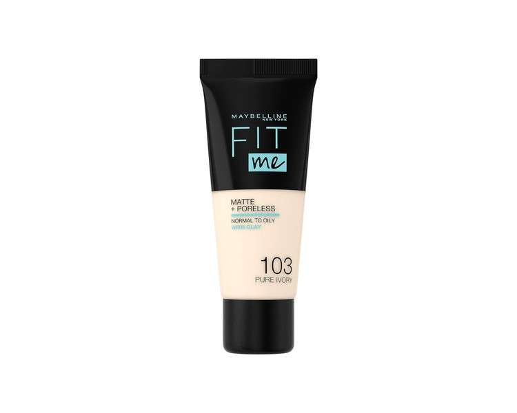 Maybelline Fit Me Foundation Matte and Poreless Full Coverage Blendable for Normal to Oily Skin 30ml 103 Pure Ivory