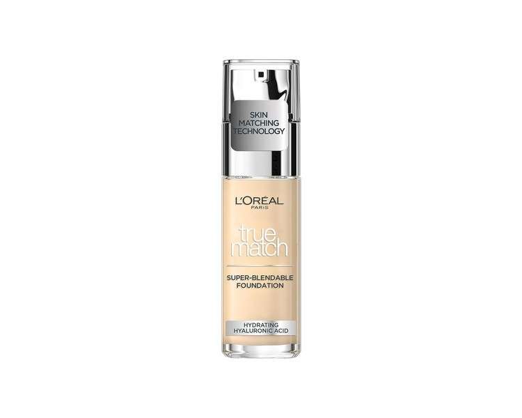 L'Oreal Paris True Match Liquid Foundation Skincare Infused with Hyaluronic Acid SPF 17 0.5N Porcelain 30ml