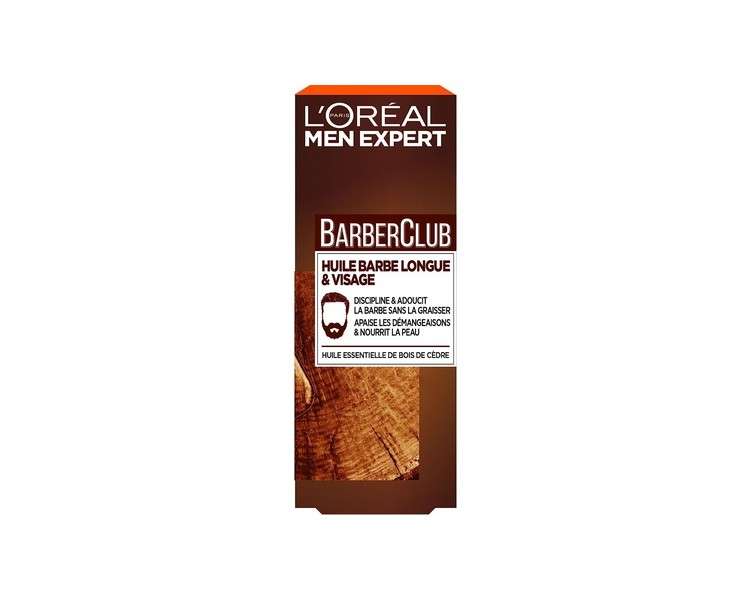 L'Oréal Men Expert BarberClub Long Beard and Face Oil for Men with Cedarwood Essential Oil 30ml