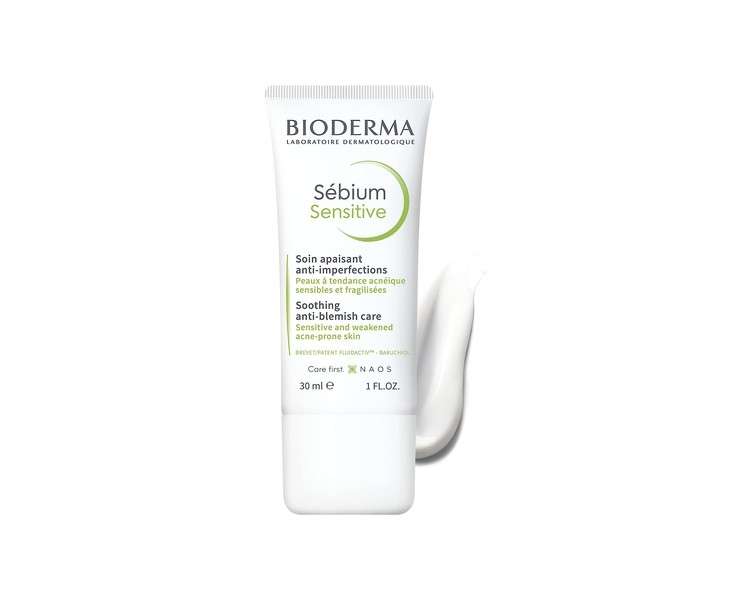 Bioderma Sébium Sensitive Soothing Moisturizer for Acne Prone Skin Face Cream Hydrates Skin Eliminates Spots Reduces Redness 30ml