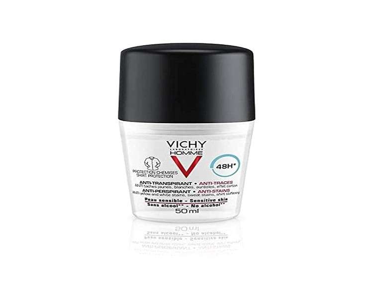 Vichy Homme 48H Antiperspirant Deodorant Anti-Mark Roll-On 50ml