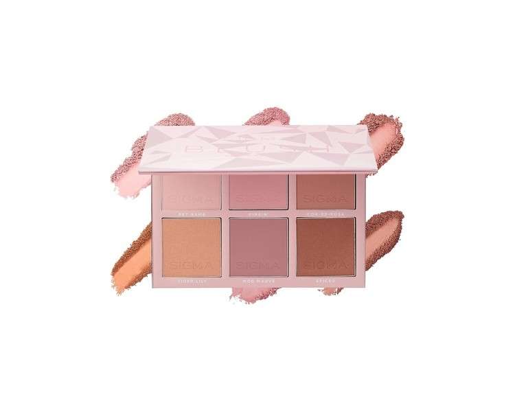 Sigma Beauty Blush Palette Matte and Shimmer Blush Palette with 6 Hues Vegan Buttery Soft Pressed Powder Blush Compact