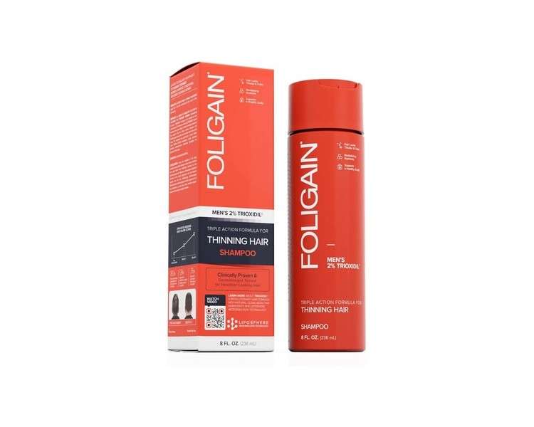 Foligain Men's Anti-Hair Loss Shampoo 2% Trioxidil with Natural Ingredients