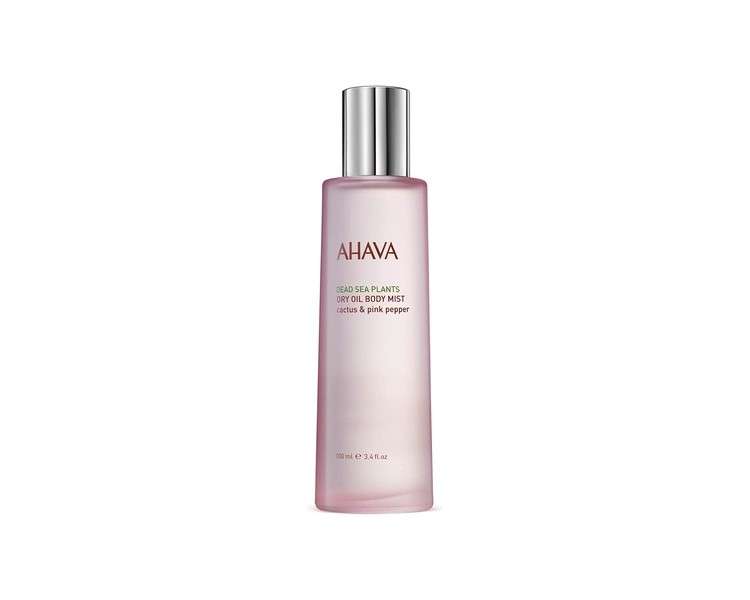 AHAVA Dry Oil Body Mist Cactus and Pink Pepper 100ml Dead Sea Minerals Aromatic and Gentle Fragranced Spray Keeps Skin Soft with a Natural Glow and Protective Hydrating Layer for Women