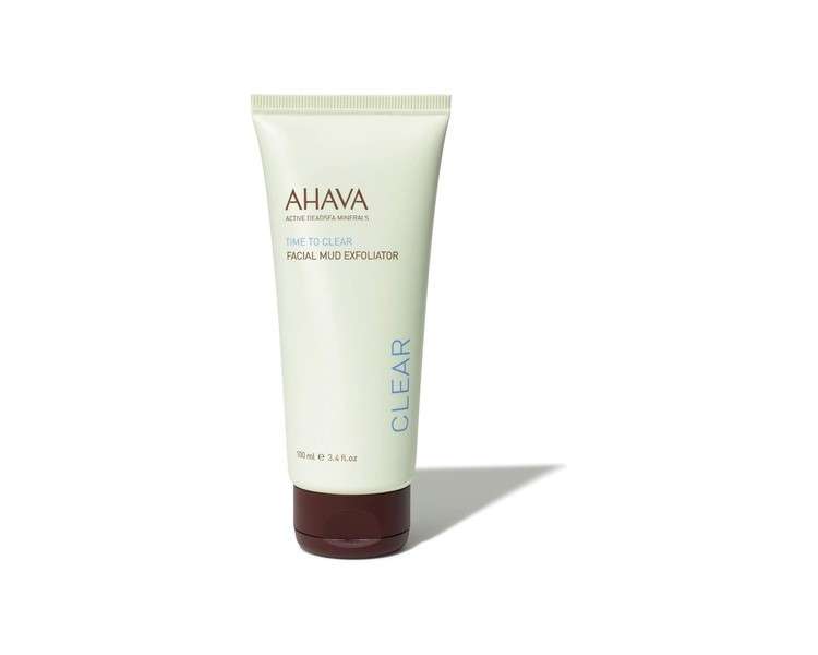 AHAVA Facial Mud Exfoliator 100ml Dead Sea Natural Face Exfoliant Gentle on Skin Hydrating Face Scrub Evenly Toning Pore Cleaner with Natural Micro Granules for Women and Men