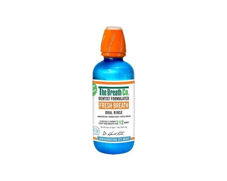 The Breath Co Fresh Breath Oral Rinse Dentist Formulated Alcohol-Free Mouthwash Icy Mint Flavor 500ml