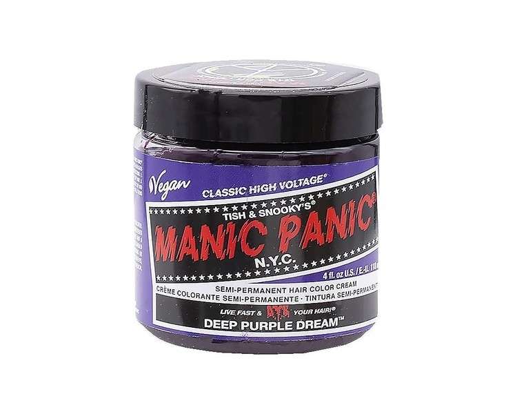 Manic Panic Deep Purple Dream Classic Creme Vegan Cruelty Free Purple Semi Permanent Hair Dye 118ml