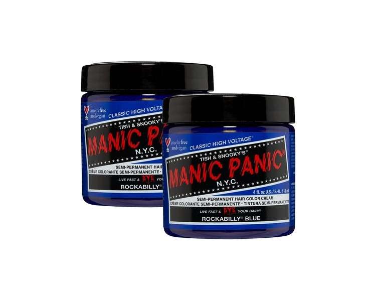 Manic Panic Rockabilly Blue Classic Creme Vegan Cruelty Free Blue Semi Permanent Hair Dye 118ml