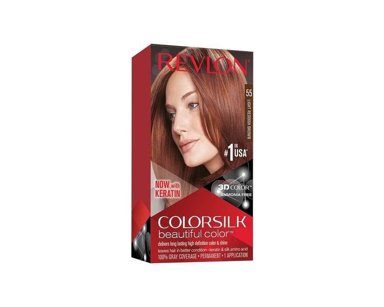 Revlon ColorSilk Permanent Hair Colour – 55 Light Reddish Brown 60ml