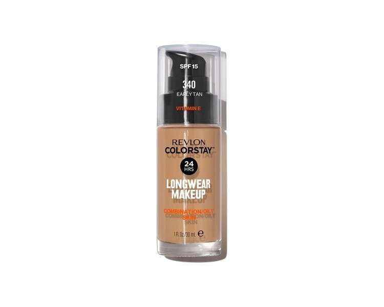 Revlon Colorstay Liquid Foundation Makeup for Combination/Oily Skin SPF 15 Medium-Full Coverage with Matte Finish 30ml 340 Early Tan