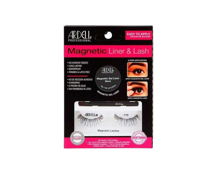 ARDELL Professional Magnetic Liner & Lash Original Style 110 with 1 Pair of Magnetic Eyelashes - Waterproof and Reusable with Real Hair