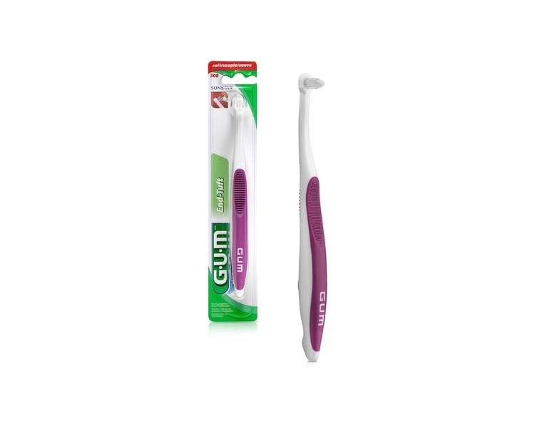 GUM End Tuft Toothbrush Extra Small Head For Hard-to-Reach Areas Soft Dental Brush for Adults 1 Count