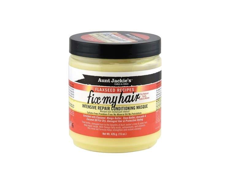 Aunt Jackie's Flaxseed Recipes Fix My Hair Intensive Repair Conditioning Masque 15 Ounce Jar