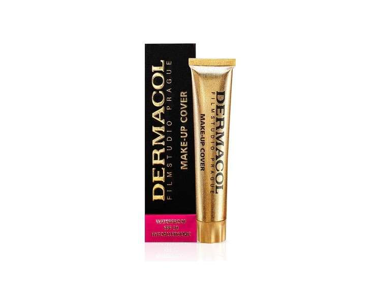 Dermacol Full Coverage Foundation Liquid Makeup Matte Foundation with SPF 30 Waterproof Foundation for Oily Skin Acne & Under Eye Bags Long-Lasting Makeup Products 30g Shade 224