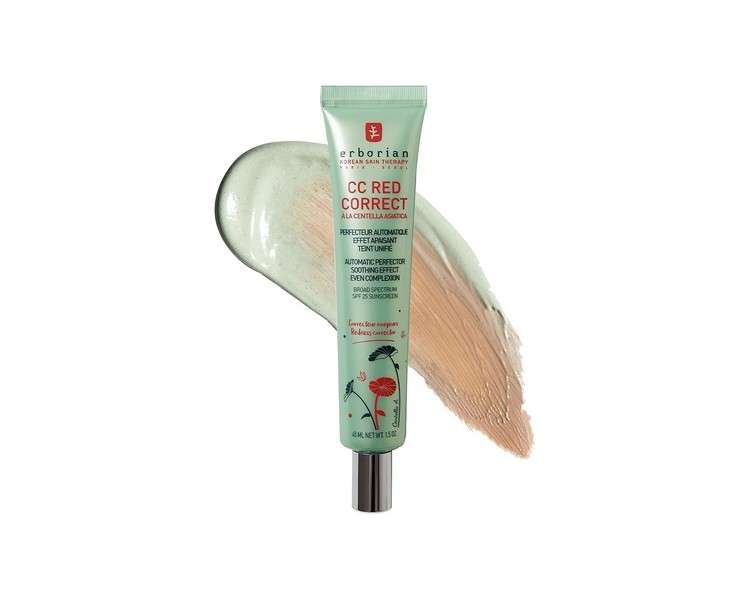 Erborian CC Red Correct with Centella Asiatica Colour Corrector and Anti Redness Cream for Face SPF 25 45ml