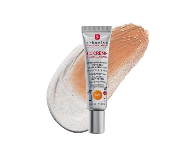 Erborian CC Cream with Centella Asiatica Lightweight Skin Perfector Tinted Moisturiser and Brightening Face Cream Fair Shade SPF 25 Caramel 15ml
