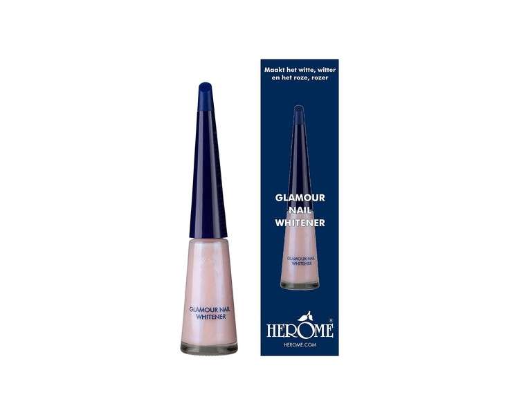 Herome Glamour Nail Whitener - Covers Yellow Stains - Brightens Nails and Gives Them a Gorgeous Soft-Pink Pearly Shine 10ml