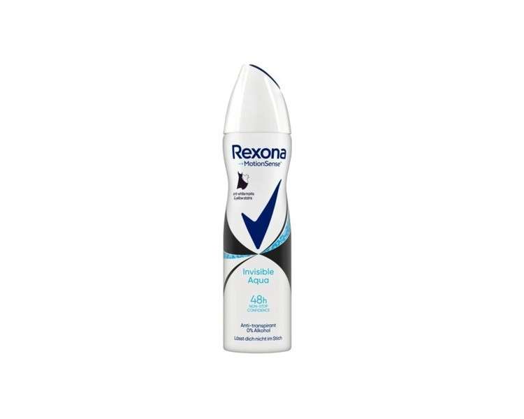 Rexona Women's Deodorant Antiperspirant Spray Invisible Aqua 150ml