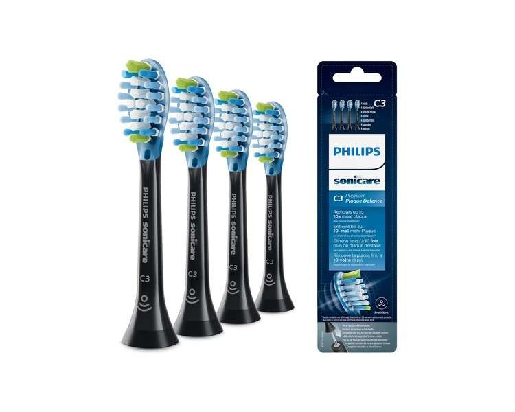 Philips Sonicare Original C3 Premium Plaque Defence Standard Sonic Toothbrush Heads 4 Pack in Black Model HX9044/33 4 Count