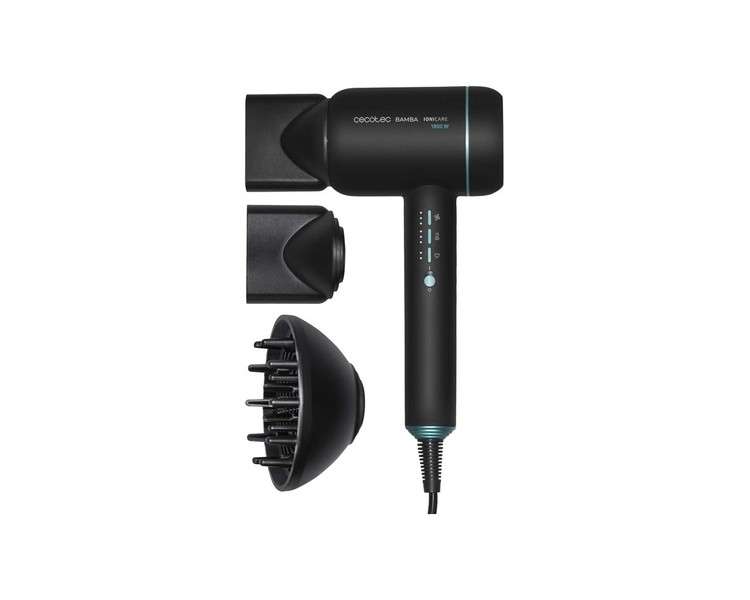 Cecotec IoniCare 6000 RockStar Essence Hair Dryer 2200W with Ion Technology 5 Temperature Settings - Includes Diffuser and Concentrator Nozzle 1.8m Cable