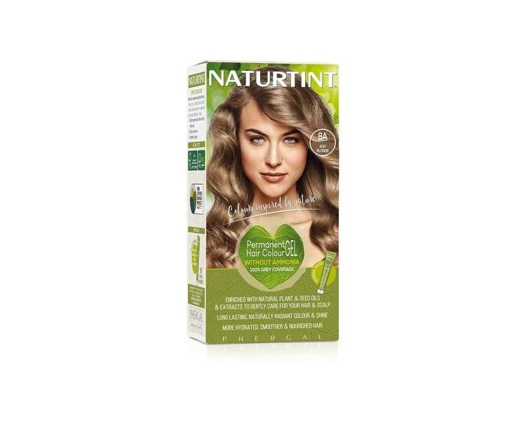 Naturtint Permanent Hair Colour 8A Ash Blonde Plant Enriched Radiant Colour Ammonia Free Vegan-Friendly Formula Long Lasting Grey Coverage