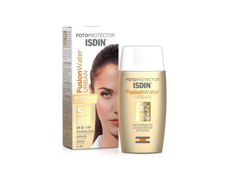 ISDIN Fotoprotector Fusion Water Urban SPF 30 50ml - Ultra-Light Daily Sun Protection for Urban Environments