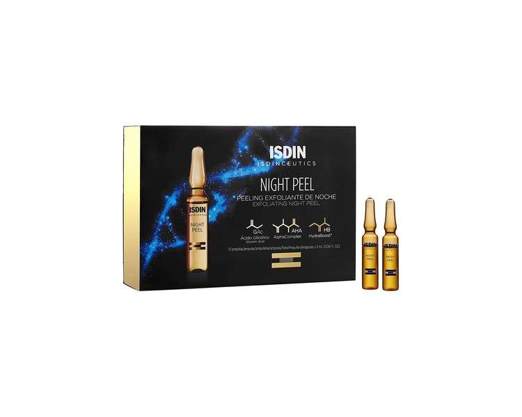 ISDIN Isdinceutics Night Peel Exfoliating Peel 30 Ampoules - Supports Cell Renewal and Brightens Skin