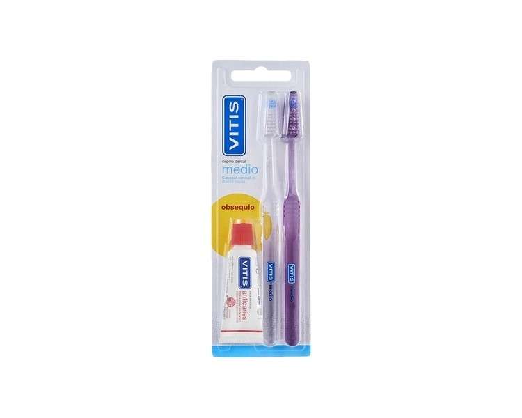 Vitis DENTAID Duplo Medium Toothbrush - Pack of 2