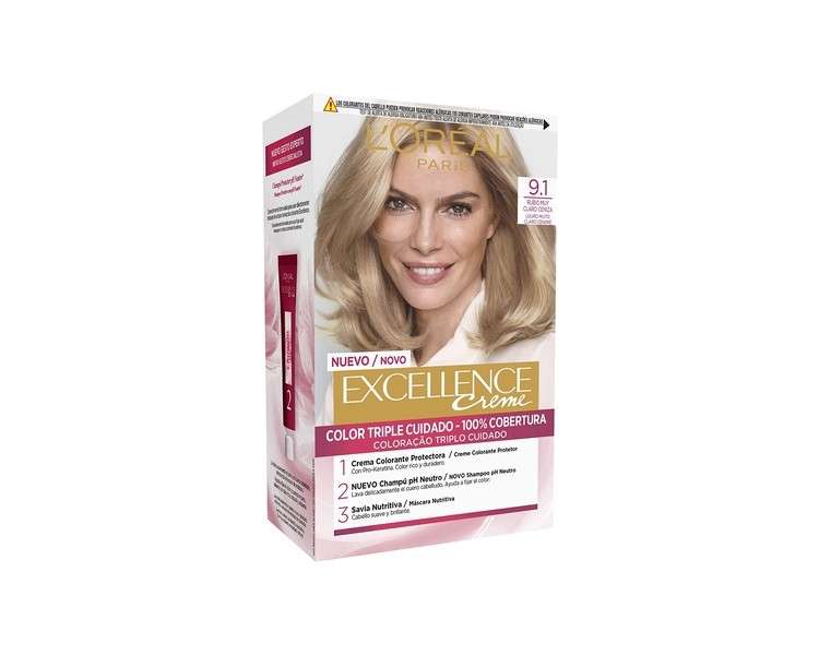 Excellence Creme Hair Dye 9.1 Light Ash Blonde