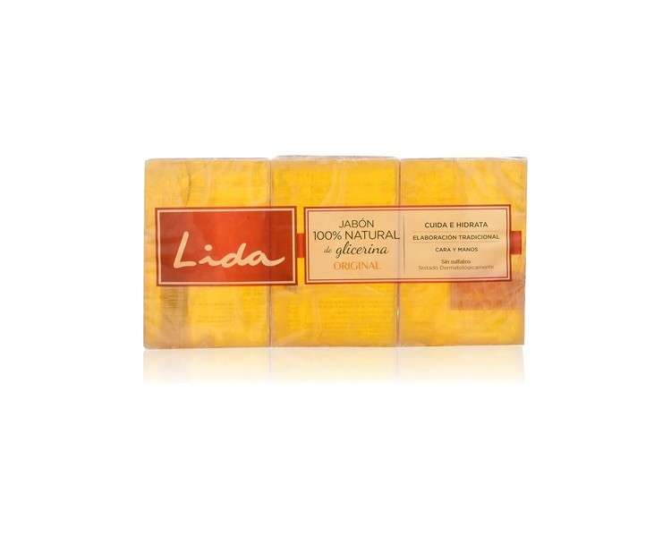 Lida 100% Natural Glycerin Soap - Pack of 3