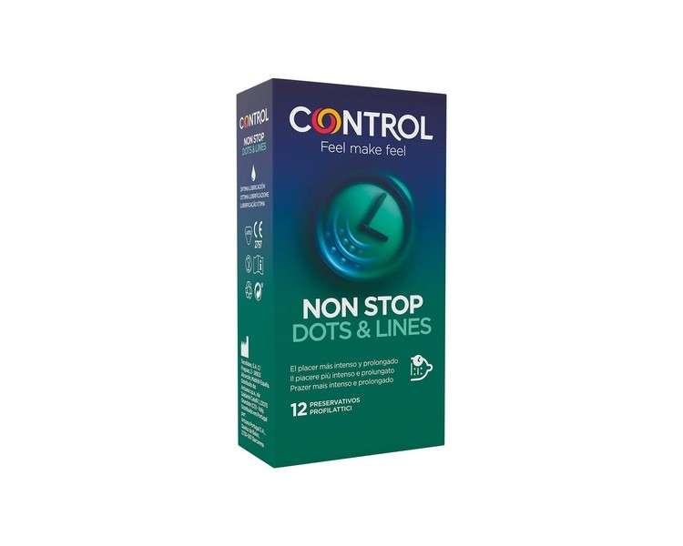 Control Condoms Non Stop Dots & Lines Box of 12 - Stimulation, Retardant Effect, Perfect Adaptability, Safe Sex