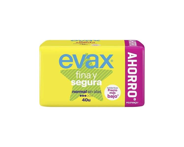 Evax Fine and Safe Pads Without Wings Normal 40 Units