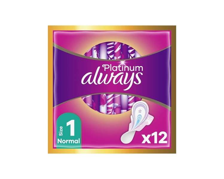 Always Platinum Normal Sanitary Towels with Wings Size 1 12 Pads