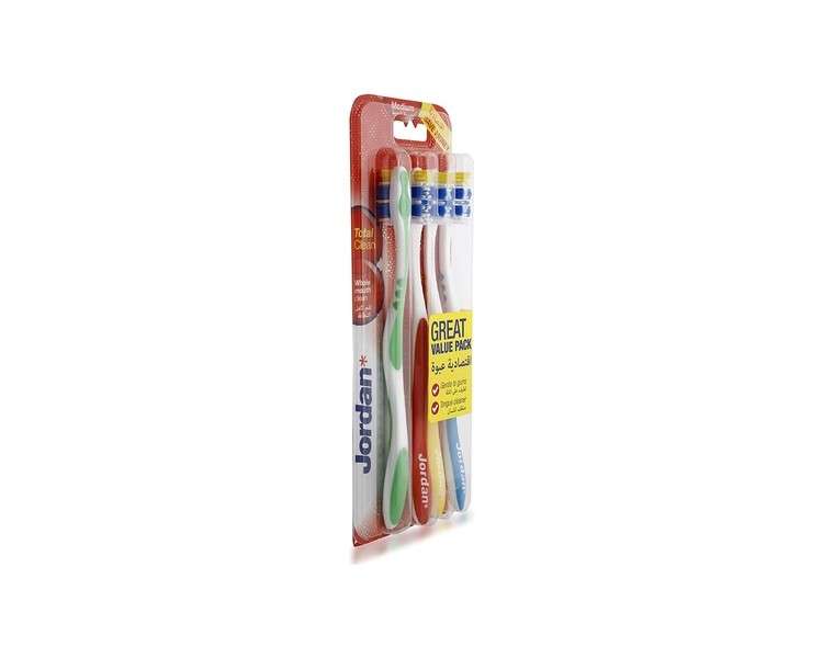 Jordan Totalclean Medium Toothbrush - Pack of 4