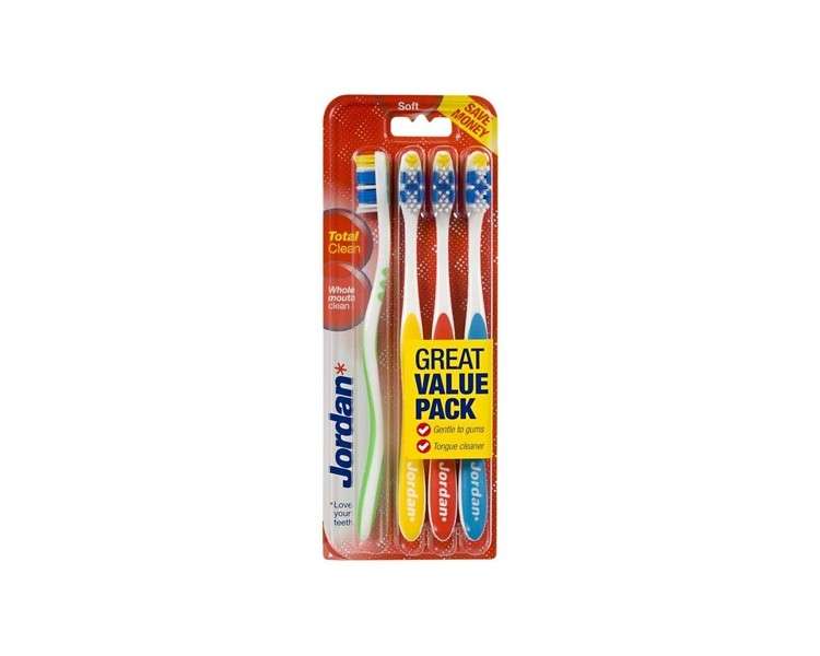 Jordan Totalclean Soft Toothbrush - Pack of 4